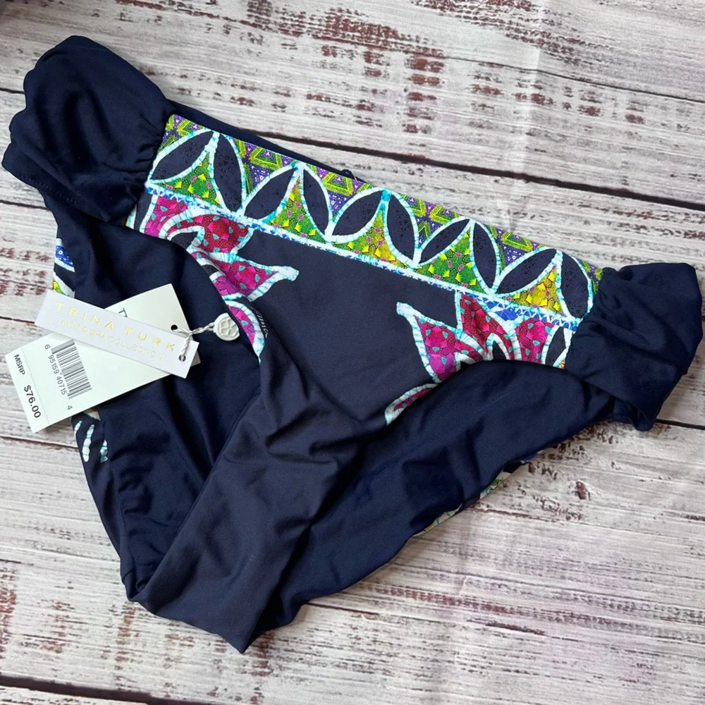 Trina Turk Navy Swim Bikini Bottom